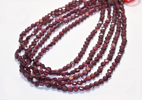 Garnet Hexagon Beads 5 MM, Garnet Gemstone Six Corner Shape Beads 13' - Image 3