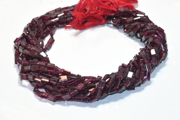 Garnet Flat Rectangle Shape Beads, Garnet Gemstone Faceted Beads 4x6 MM, Garnet Loose Beads 13" - Image 3