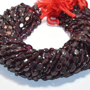 Garnet Faceted Flat Oval Shape Beads 8x10-10x12 MM, Garnet Gemstone Loose Beads, Garnet Handmade Shape Beads Jewelry Making Tools 13"