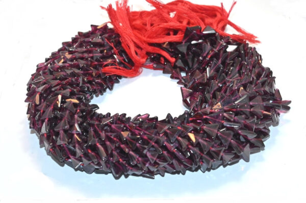 Garnet Faceted Triangle Shape Beads, Garnet Faceted Flat Beads 8x8.5 MM, Garnet Gemstone Loose Beads 13" - Image 2