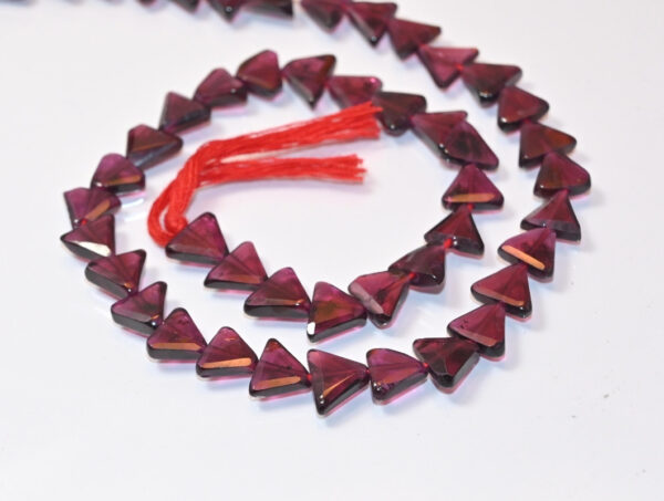 Garnet Faceted Triangle Shape Beads, Garnet Faceted Flat Beads 8x8.5 MM, Garnet Gemstone Loose Beads 13" - Image 4