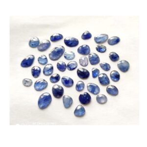 Blue Sapphire Faceted Rose cut Gemstone size 4.5x5.5-7x11 mm approx (55 piece pack) | Natural Handmade