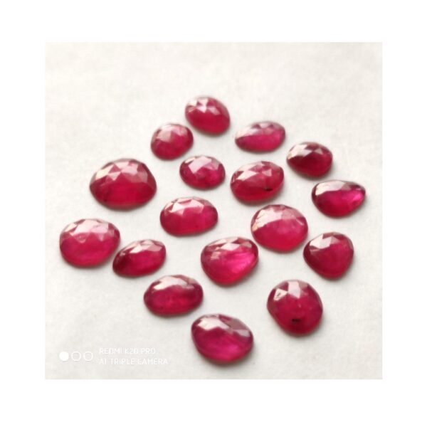 Top Quality Red Ruby sapphire faceted Rose cut Slice Size 6x6.5 MM approx (50 piece Pack)