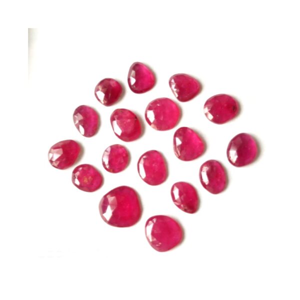 Top Quality Red Ruby sapphire faceted Rose cut Slice Size 6x6.5 MM approx (50 piece Pack) - Image 3