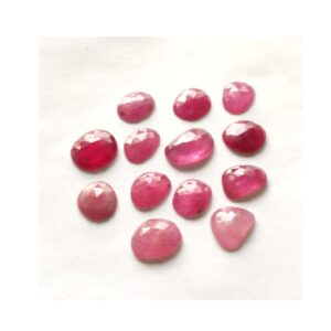 Pink Sapphire Gemstone Rose Cut Slice-Loose Sapphire Faceted Cut Jewelry Making Gemstone Size 8x9.5-9x12 MM (13 piece pack)