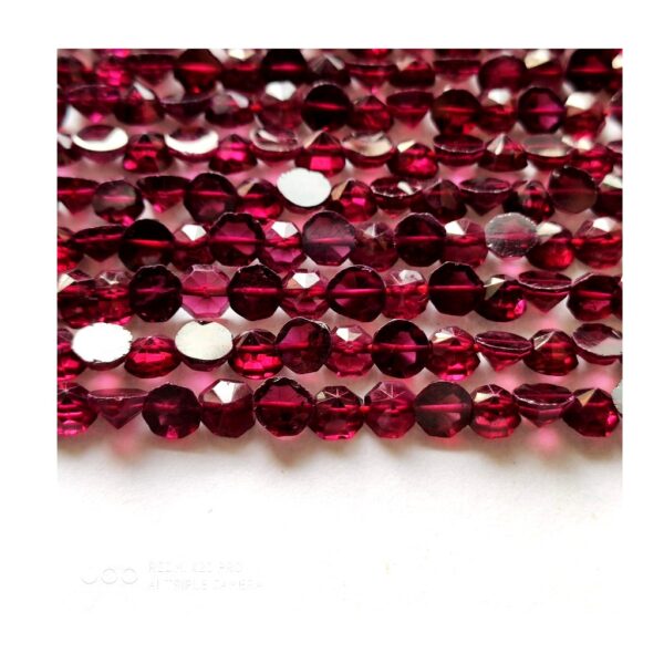 Garnet faceted cut coin Beads size 5 mm strand length 13" | Natural Handmade loose shape beads - Image 2