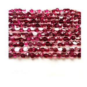Garnet faceted cut coin Beads size 5 mm strand length 13" | Natural Handmade loose shape beads
