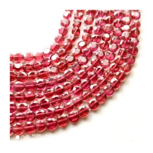 Garnet Faceted Coin Shape beads_Garnet Shape Beads_Handmade Semi-Precious Gemstone Shape Beads Size 4 MM approx strand length 14"