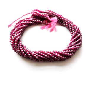 Garnet Faceted Beads Bolls Loose Semi-Precious Gemstones Beads Size 3-3.5 MM Length 14"