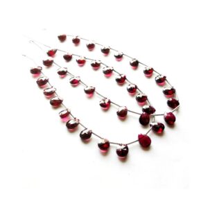 Natural Garnet Faceted Almond Beads_Garnet Gemstone Loose Beads Impex 5.5x7.5 MM 7"