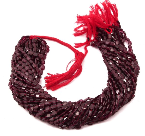 Natural Garnet Faceted Gate shape Beads 4.5x6 MM Handmade loose Gemstone Beads, Garnet Pentagon Shape Beads 10" - Image 2