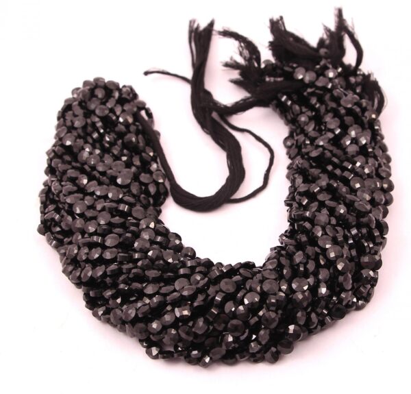 Black Spinel Beads, Top Quality Black Spinel Roundel Coin Shape Beads, Natural Black Spinel Gemstone Shape Beads 5-6 MM 13" - Image 2