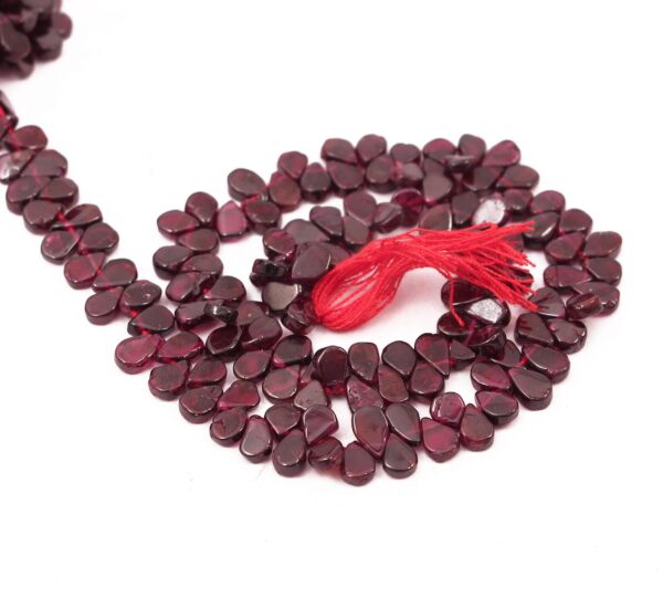 Garnet Pear Shape Beads 3x5-5.25x7.25 MM, Garnet Gemstone Flat Beads, Garnet Handmade Smooth Beads 13" Lot Of 5 Strands