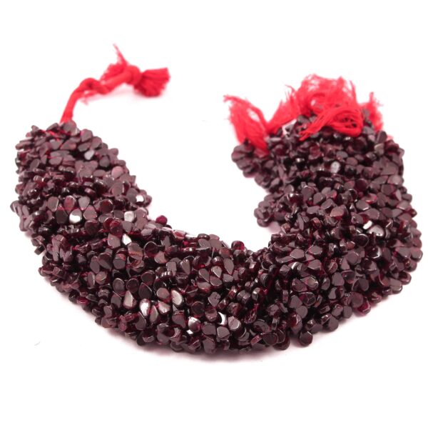 Garnet Pear Shape Beads 3x5-5.25x7.25 MM, Garnet Gemstone Flat Beads, Garnet Handmade Smooth Beads 13" Lot Of 5 Strands - Image 2