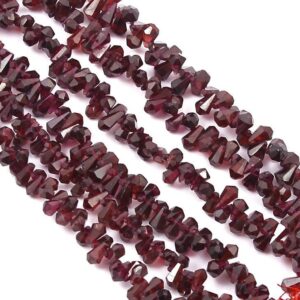 Garnet Drop Beads 4x7 MM, Garnet Faceted Beads, Garnet Gemstone Side Drilled Beads, Garnet Handmade Beads 8"