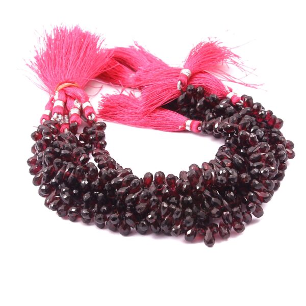 Garnet Faceted Drop Beads 5x8 MM, Garnet Gemstones Handmade Shape Beads, Garnet Looss Beads For jewellery making 8" - Image 3