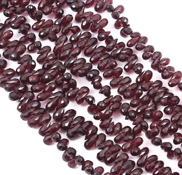 Garnet Faceted Drop Beads 5x8 MM, Garnet Gemstones Handmade Shape Beads, Garnet Looss Beads For jewellery making 8"