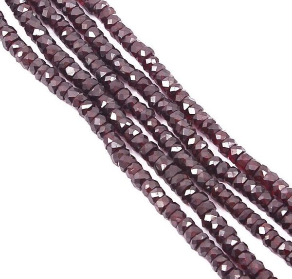 6-7mm Garnet Round Heishi Beads, Faceted Garnet Gemstone Beads, Handmade Loose Garnet Beads Strand, 8 Inch Garnet Jewelry Supplies - Image 2