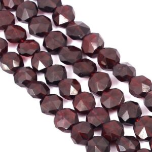 Garnet Faceted Roundel Coin Beads 10 MM 13" Length | Natural Handmade loose Gemstone
