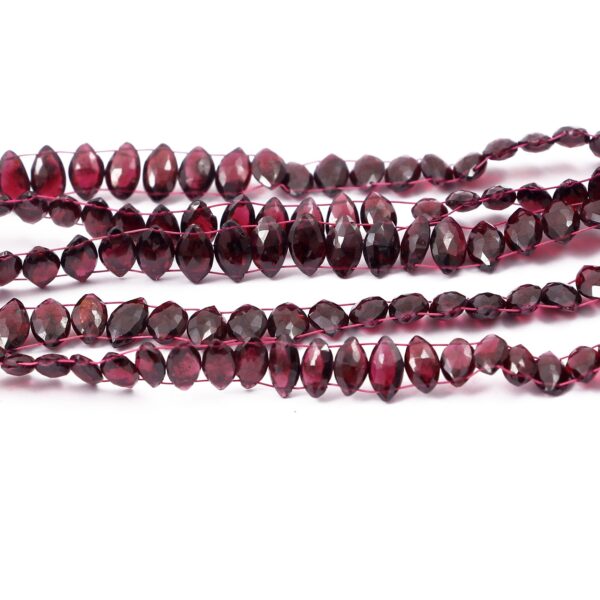 Garnet Faceted Marquise Beads, Dual-Side Drilled Garnet Gemstone, 8" Strand of Natural Garnet Shape Beads for Jewelry Making, Red Gemstone - Image 2