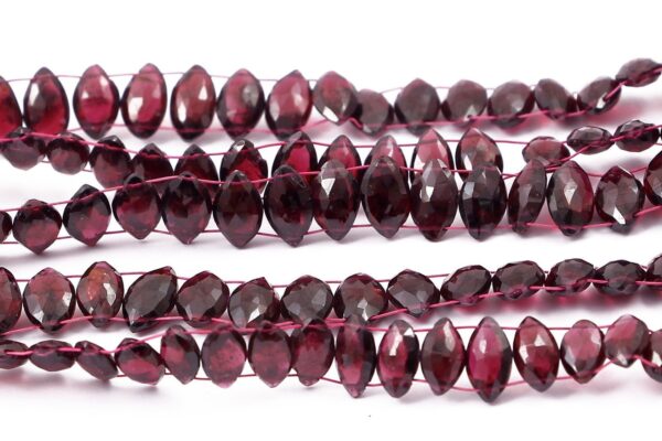 Garnet Faceted Marquise Beads, Dual-Side Drilled Garnet Gemstone, 8" Strand of Natural Garnet Shape Beads for Jewelry Making, Red Gemstone