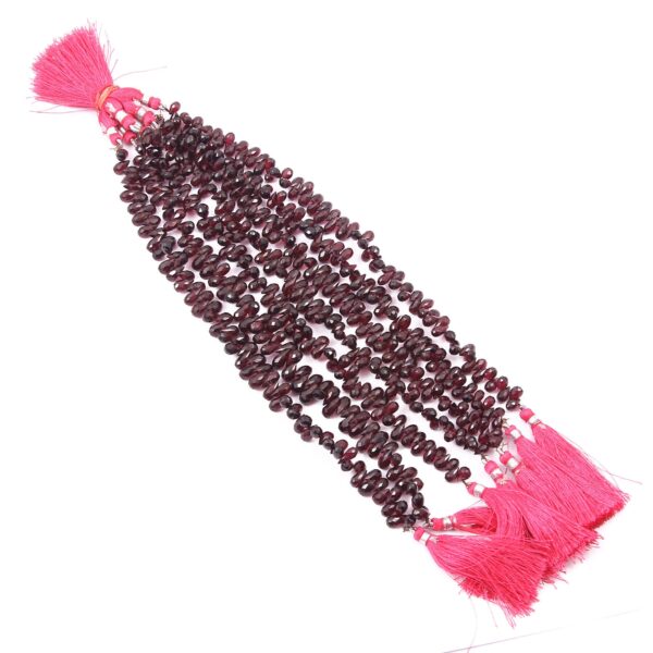 Garnet Faceted Drop Beads 5x8 MM, Garnet Gemstones Handmade Shape Beads, Garnet Looss Beads For jewellery making 8" - Image 2