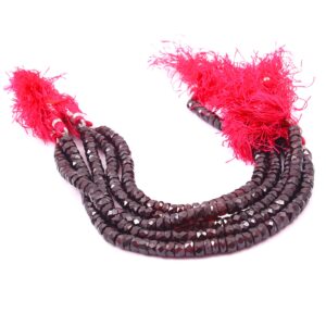 6-7mm Garnet Round Heishi Beads, Faceted Garnet Gemstone Beads, Handmade Loose Garnet Beads Strand, 8 Inch Garnet Jewelry Supplies