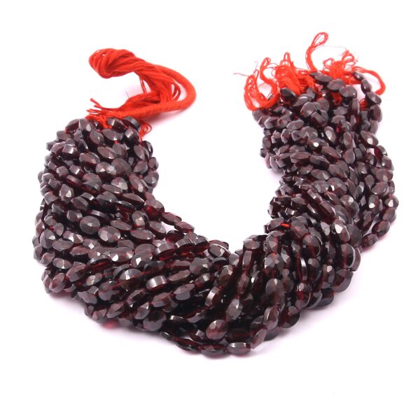 Garnet Faceted Oval Beads 7x9 MM, Garnet Gemstone Shape Beads, Garnet Handmade Loose Beads 13" - Image 2