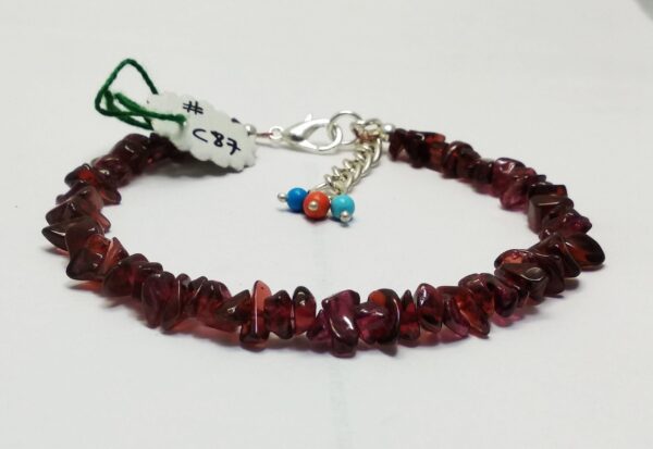 Garnet Chips Beads Bracelet, Garnet Chips & Pearls Gemstone Bracelet, Garnet Gemstone Uncut Bracelet 925 Silver 7.5"