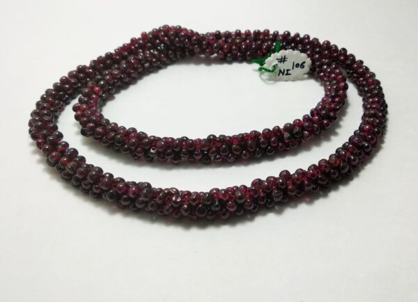 Garnet Rope Necklace, Red Garnet Rope Necklace, Vintage Bead Rope Necklace, Gemstone Rope Necklace 24" - Image 2