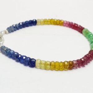 Multi Sapphire Beads Bracelet Length 7.50"| Hand Made Precious Gemstone Beads | Sapphire Fine Bracelets