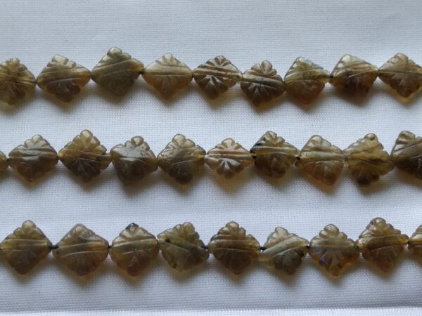 Labradorite Kite Shape Beads 10x12-10x14 MM, Labradorite Carving Beads, labradorite Gemstone Loose Beads, Labradorite Handmade Beads 13" - Image 3