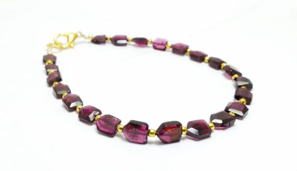 Garnet Pentagon Shape Beads Bracelet 4.5x6-6x7 MM, Garnet Gemstone Faceted Flat Beads Bracelet, Garnet Handmade Beads Bracelet 7.5"