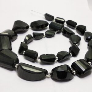 Black Spinal Tumble Beads 9X14-18X22 MM Strand Length 16" | Loose Gemstone Hand Made Nugget Beads | Black Beads | Gemstone Beads