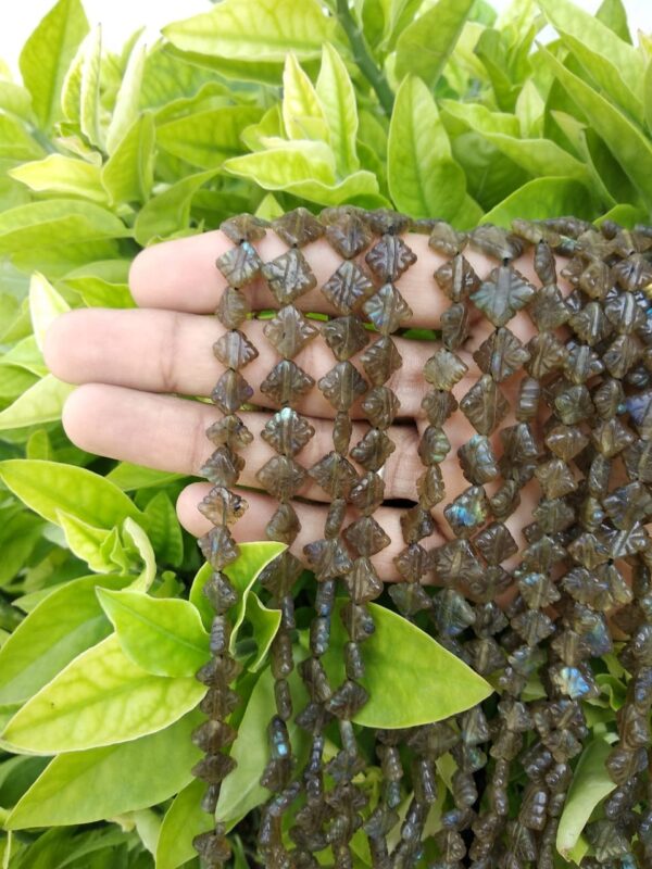 Labradorite Kite Shape Beads 10x12-10x14 MM, Labradorite Carving Beads, labradorite Gemstone Loose Beads, Labradorite Handmade Beads 13"