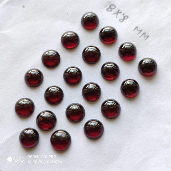 Garnet Round Cabochon 8 MM, Ganet Gemstone Loose Cabs, Garnet Handmade Cabochons 10 Pc - Image 2