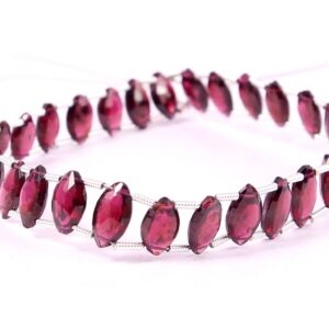 Garnet Marquise Shape Beads 6x9-6x10 MM, Garnet Shape Dual Drilled Beads, Garnet Gemstone Shape Beads 7"