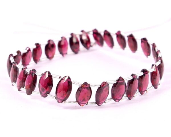 Garnet Marquise Shape Beads 6x9-6x10 MM, Garnet Shape Dual Drilled Beads, Garnet Gemstone Shape Beads 7"