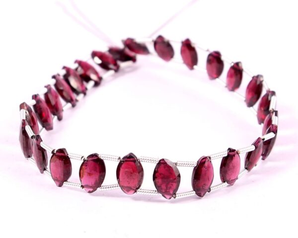 Garnet Marquise Shape Beads 6x9-6x10 MM, Garnet Shape Dual Drilled Beads, Garnet Gemstone Shape Beads 7" - Image 2