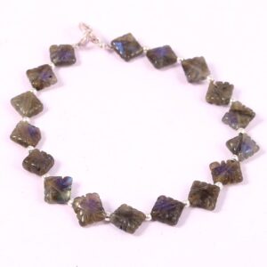 Top Quality Labradorite Carving Kite Beads Bracelet, Size 7-7.5 MM 7.5" Length | Natural Handmade Gemstone