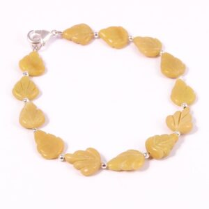 Serpentine Carved Leaves Beads Bracelet Length 7.5"Leaves size approx 10x10.5-9.5x13.5 MM  Top Quality Natural Handmade loose Gemstone beads