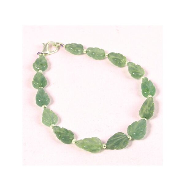 Green Aventurine Carving Leaves Beads Bracelet Length 7.5"  size 8.5x10.5-9x13 mm Natural Handmade loose Gemstone