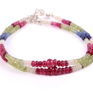 Top Quality Sapphire Beads Bracelet | Gemstone Precious Beaded Bracelet | Multi colour Beads Bracelet Size 3-5 mm Length 7.50"