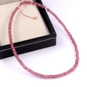 Top Quality Pink Sapphire Faceted Roundel Beads size 3 MM_Handmade Loose Gemstone beads For Anklet length 9"
