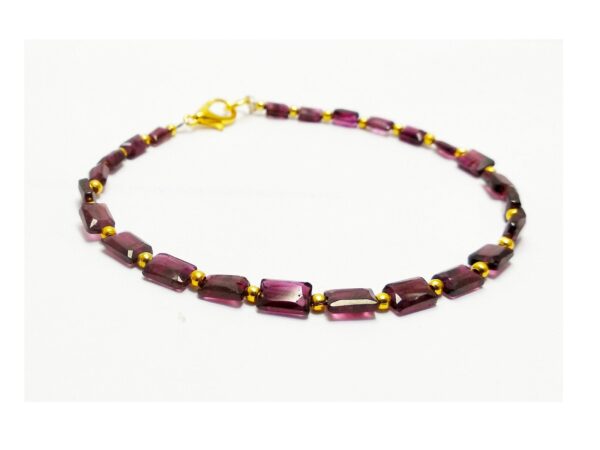 Garnet Flat Faceted Rectangle beads 3.50X5-5X6.50 MM Bracelet 7.5" | Natural Gemstone fancy beads