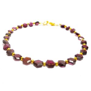 Garnet Flat Faceted Hexagonal beads 4.50-6.50 MM Bracelet 7.5" | Natural Gemstone fancy beads