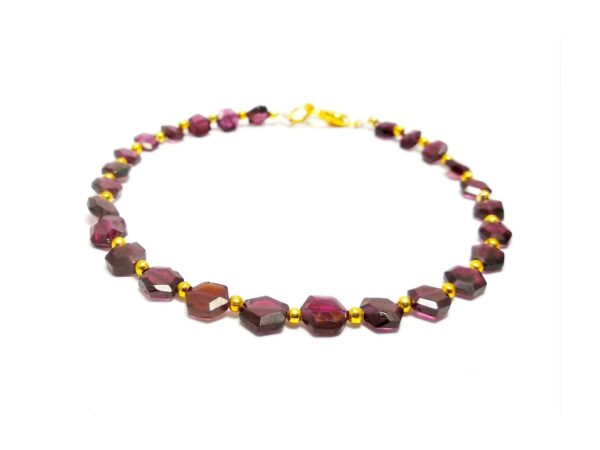Garnet Flat Faceted Hexagonal beads 4.50-6.50 MM Bracelet 7.5" | Natural Gemstone fancy beads