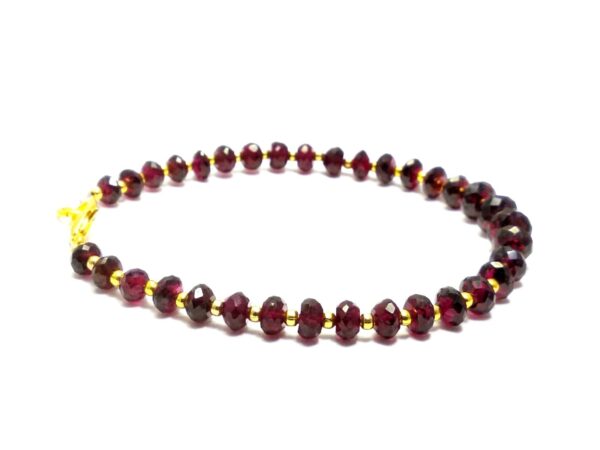 AAA Top Quality 5-7 MM Garnet Faceted Beads Bracelet 7.5" | Natural Handmade Garnet Loose Semi-Precious Roundel Gemstone Beads