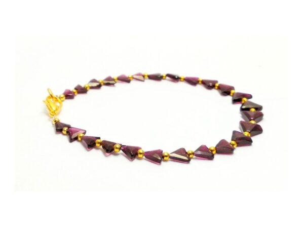 Garnet Flat Faceted Trillion beads 6-8 MM Bracelet 7.5" | Natural Hand Made Gemstone fancy Shape beads Wire Wrapped Jewelry for Women's&Girl - Image 2