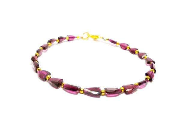 Garnet Flat Half Marquise Faceted Beads 4.50X5-6.50X8.50 MM Bracelet 7.5"| Natural Fancy shape Beads - Image 2